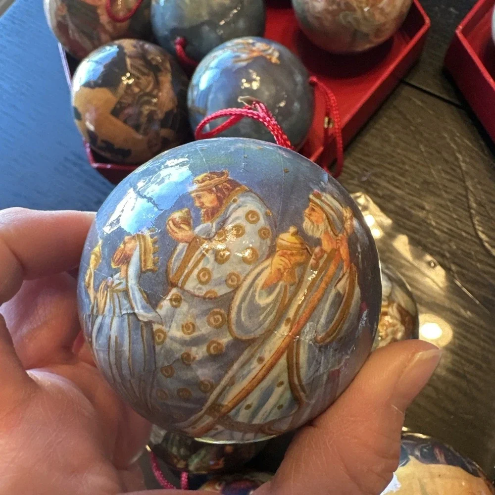 JCPenney Christmas Ornaments 23 Paper Mache Decoupage Collectible Victorian